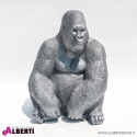 Gorilla argento in vetroresina H 75cm