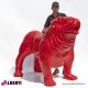 963 PLA483_a Bulldog rosso in vetro resina100x180xH150cm rosso