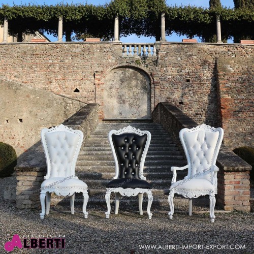962 BASMARW^B-SI_b Sedia MARILYN white/black pelle  sintetica 61x58x140
