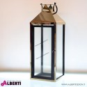 Lanterna Malaga in metallo color bronzo e legno H67