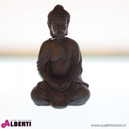 Buddha seduto in materiale sintetico marrone H 30cm