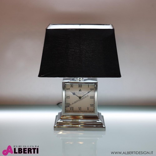 Lampada e orologio in metallo d'appoggio H 46cm