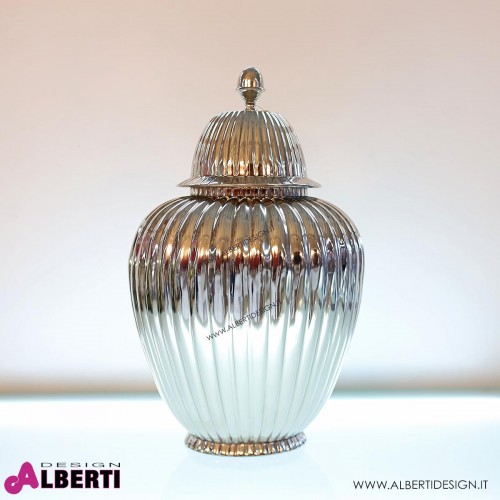 Vaso elegante in metallo con coperchio Ø 45 x H 75cm