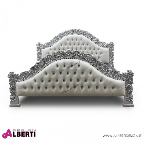 962 BA2146_b Letto Rose foglia arg/ecop.bianca201/223x201/218xh100/150 cm