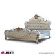 Letto bianco con ecopelle tessuto crema e decorazioni oro