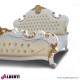 962 BA2160_c Letto bianco decoraz.gold/ecopellcrema 201/225x201/220xh75/175 cm