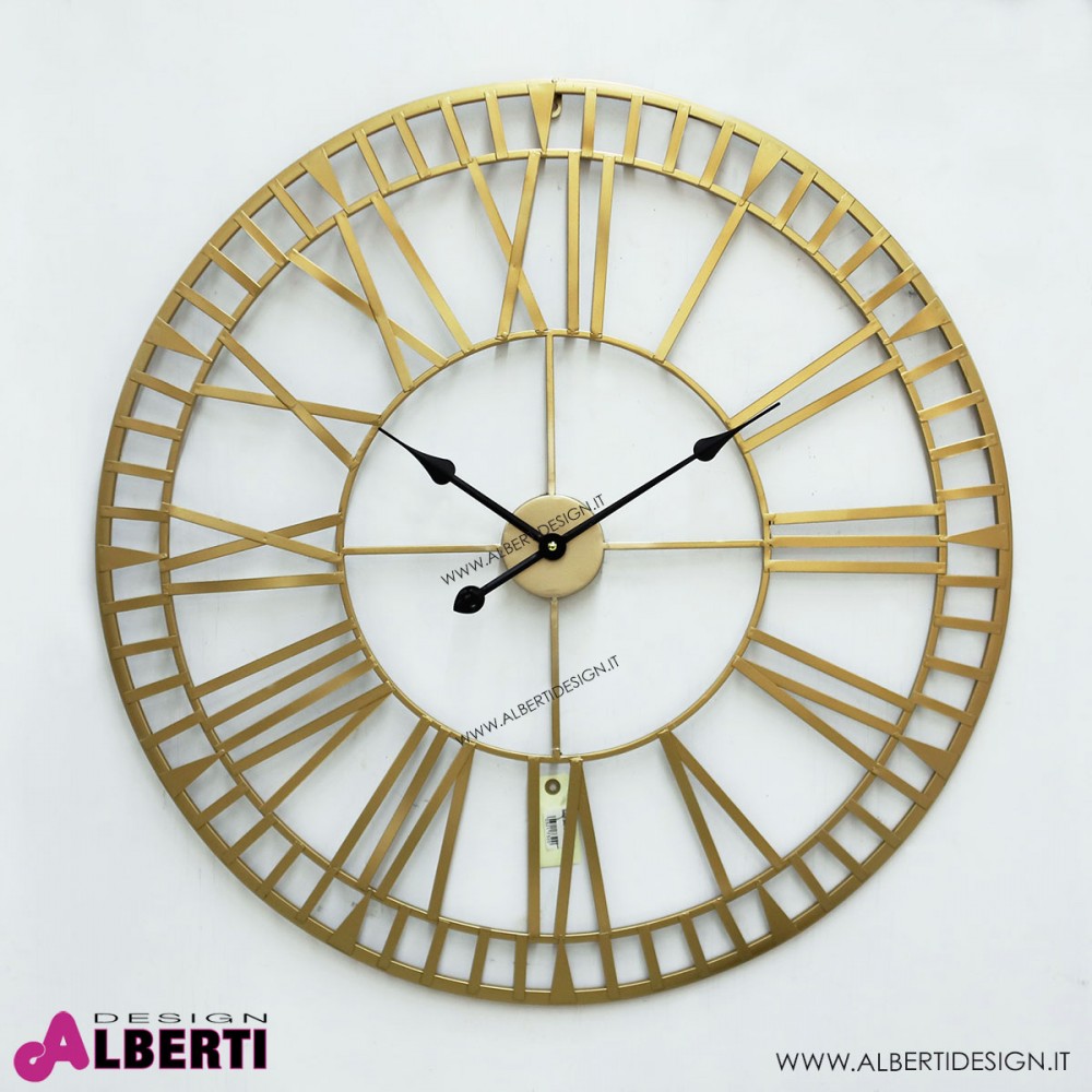 Grande Orologio Da Parete Con Numeri Romani Ø 48 Cm Realizzato In Mdf Con  Fonier In Vero Legno