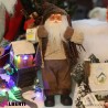 Babbo Natale con sacco marrone H 30cm