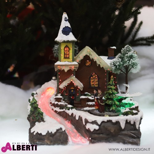 Villaggio Natale illuminato con musica 30 cm