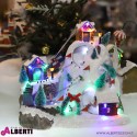 Montagna animata con illuminazione e sci in movimento H30 cm