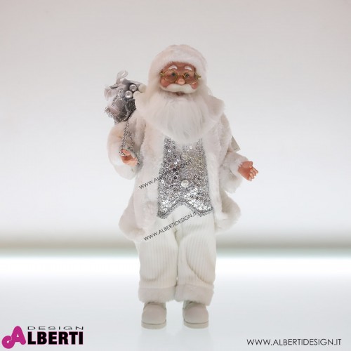 Babbo Natale in plastica e tessuto bianco 45cm