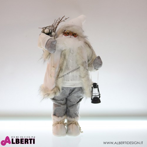 Babbo Natale bianco in plastica e tessuto H 68cm