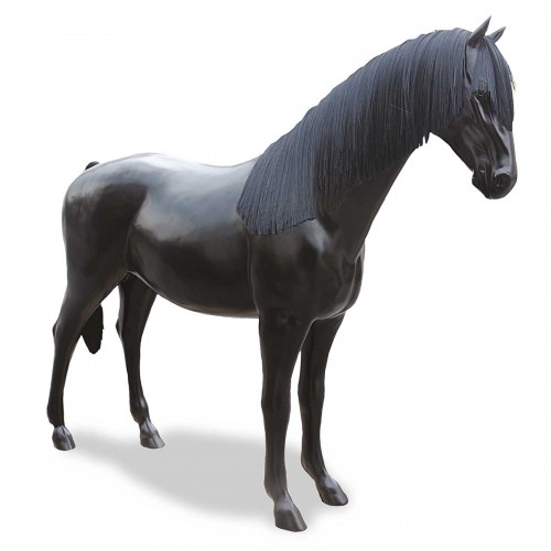Cavallo in vetro resina nero con criniera L256xH210