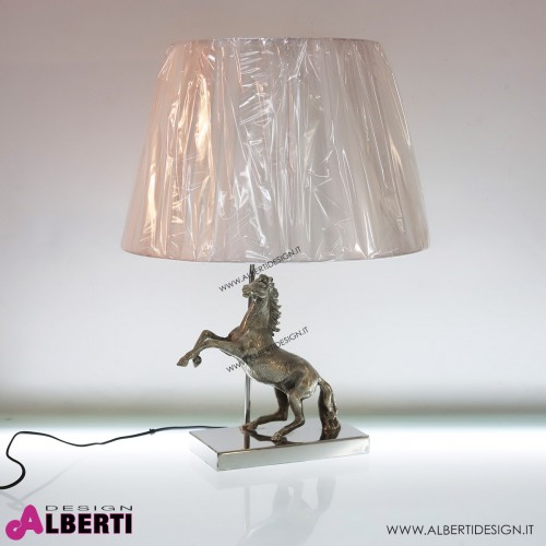 Lampada da tavolo con cavallo completamente in metallo H 36cm