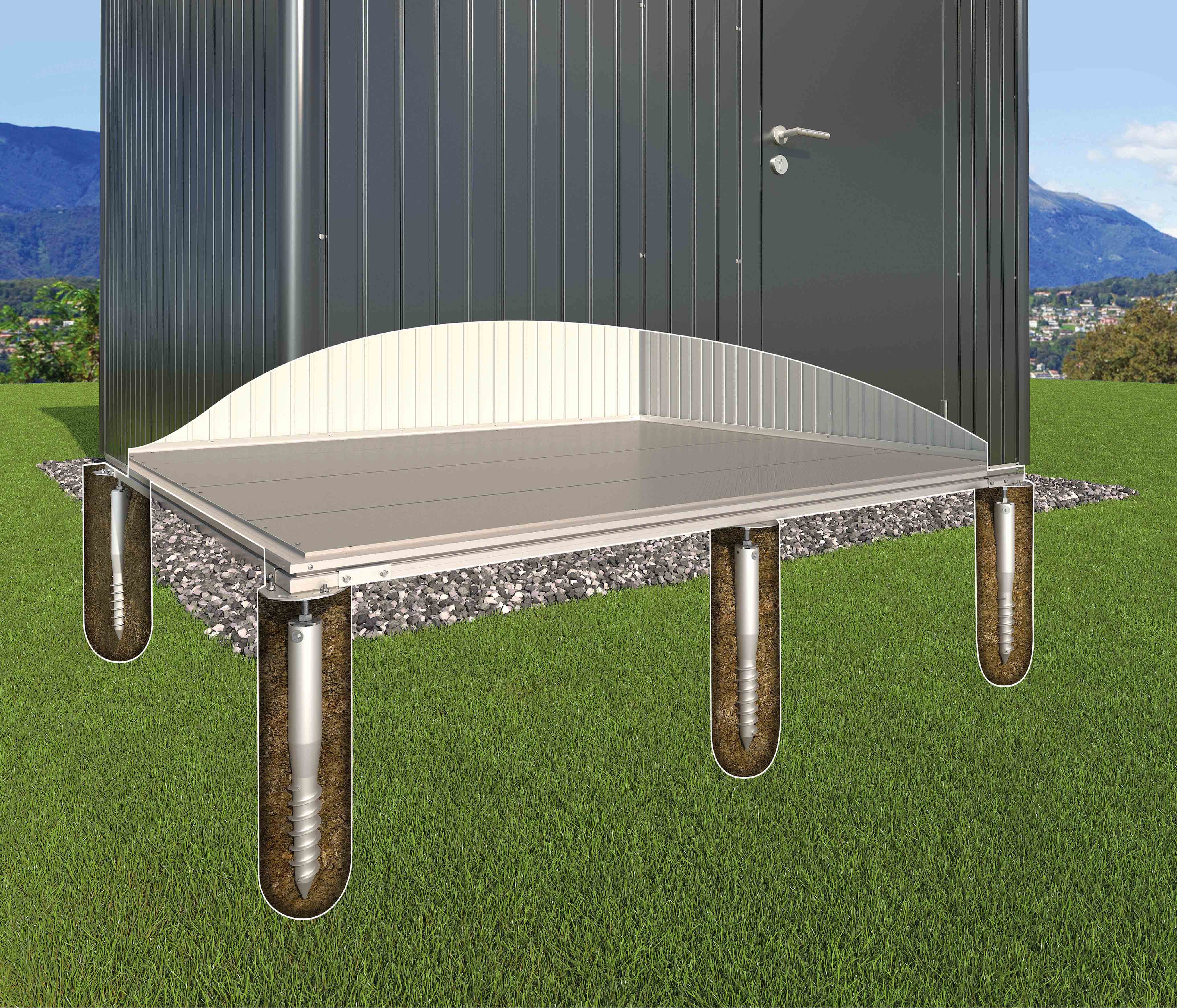 Set Fondazione A Vite MAXERIO 6 Pezzi - 80cm Per Casette, Terrazze, Gazebo Con Viti M12 - Foto 2