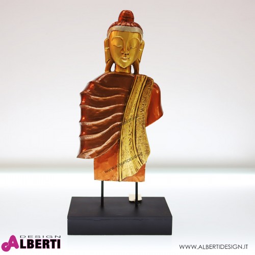 Buddha in legno decorato oro 28x10xh59