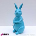 Coniglio blu elettrico in vetro resina h50cm
