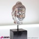 Testa Buddha in alluminio con base in legno 8x8x25 cm